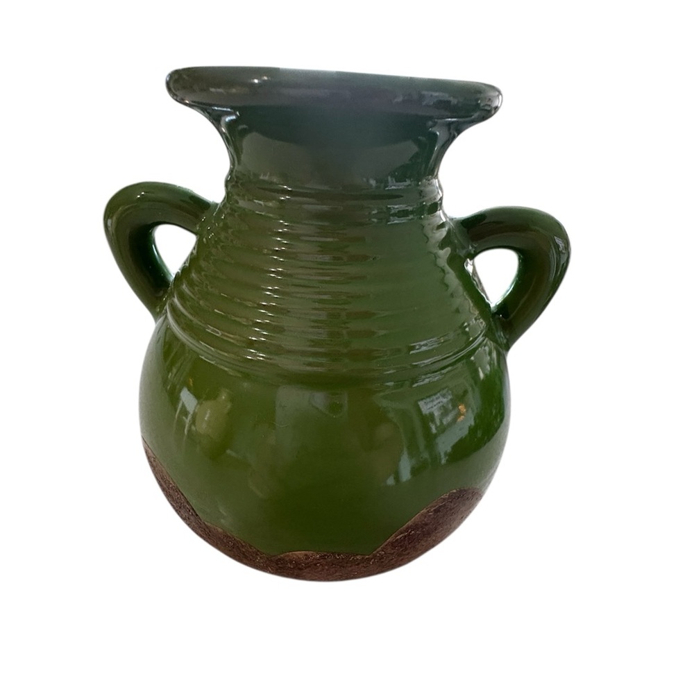 Green Ceramic Vase with Handles